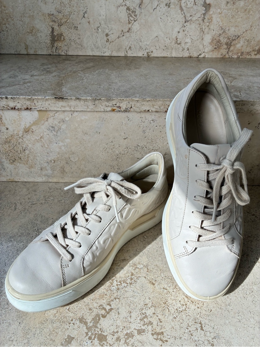 Ecco Women's Sneakers in Light Beige and White